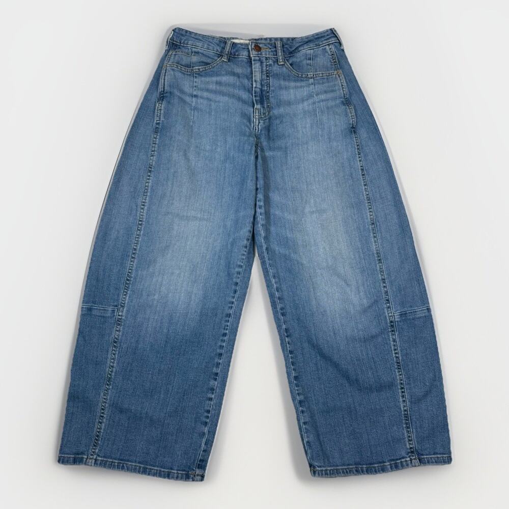 Anthropologie Pilcro The Kenna Mid Rise Heritage Barrel Jeans Blue Size 27 Denim - Picture 2 of 10